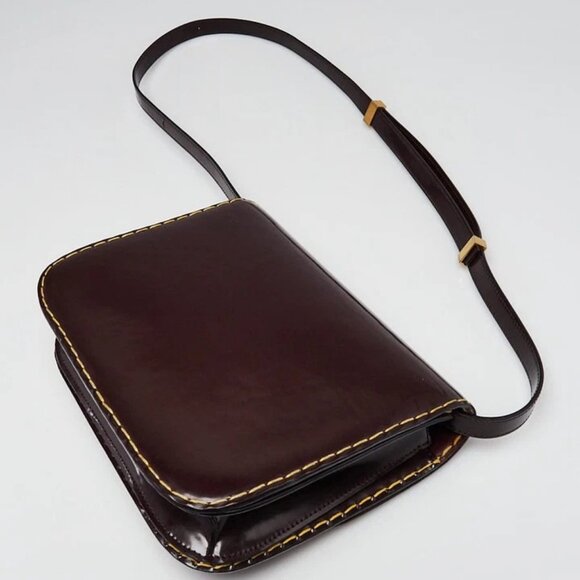 Celine Brown Patent Leather Medium Classic Box Flap Bag - Picture 3 of 12